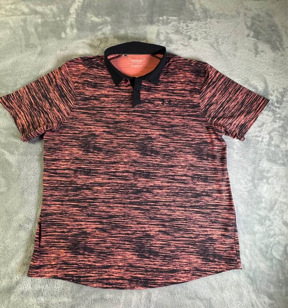 Under Armour ISO-Chill Polo Shirt Men’s XL Orange Black Athletic Golf